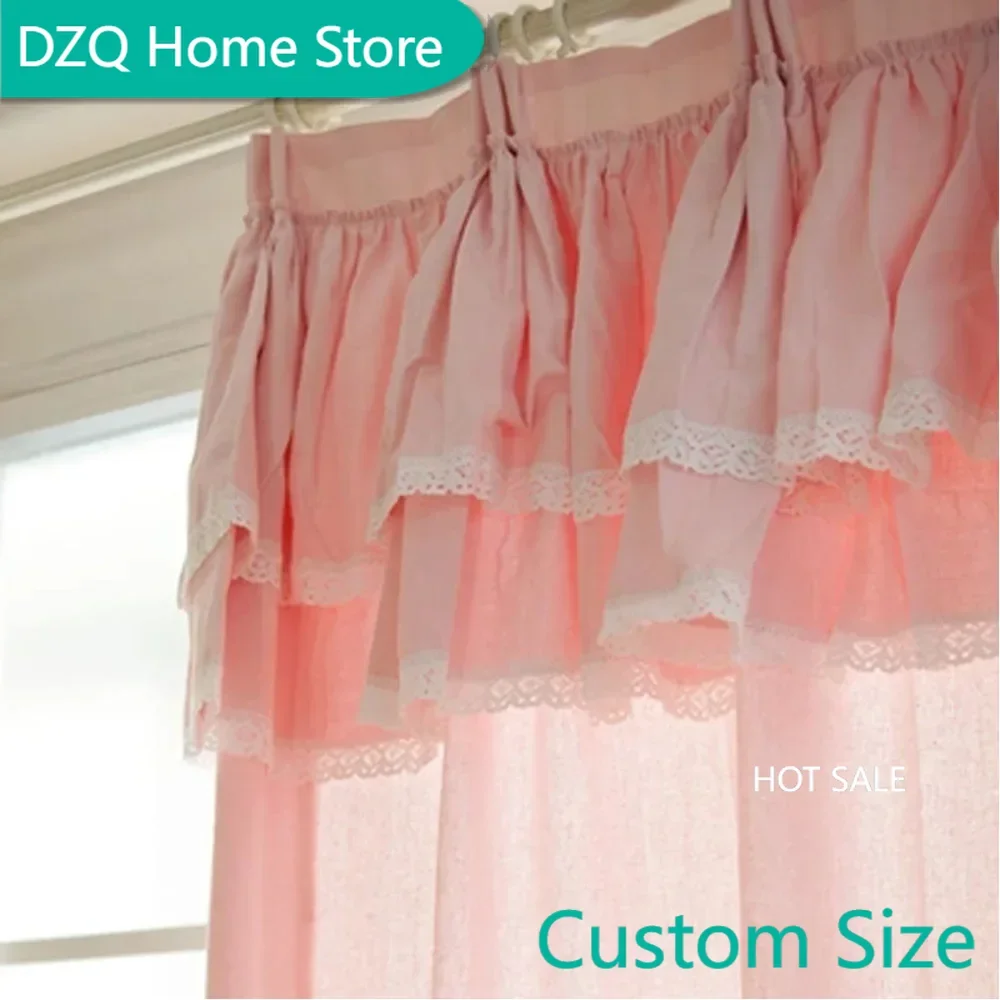 Korean Princess Pink Curtains with Lace Valance, 100% Cotton Fabric Fairy Curtain for Girl's Bedroom Eco-friendly Fabric Drapes 
Korean Princess Pink Curtains with Lace Valance, 100% Cotton Fabric Fairy Curtain for Girl's Bedroom Eco-friendly Fabric Drapes