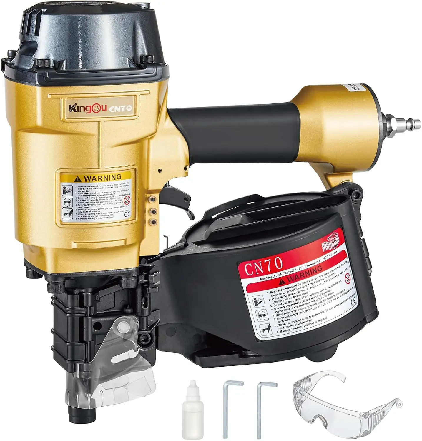 CN70 Siding Nailer Accepts 1-3/4-Inch to 2-3/4-Inch Nails With 1/4 NPT Air Connector 225-300pcs Load Capacity Coil Nailer Coil
CN70 Siding Nailer Accepts 1-3/4-Inch to 2-3/4-Inch Nails With 1/4 NPT Air Connector 225-300pcs Load Capacity Coil Nailer Coil