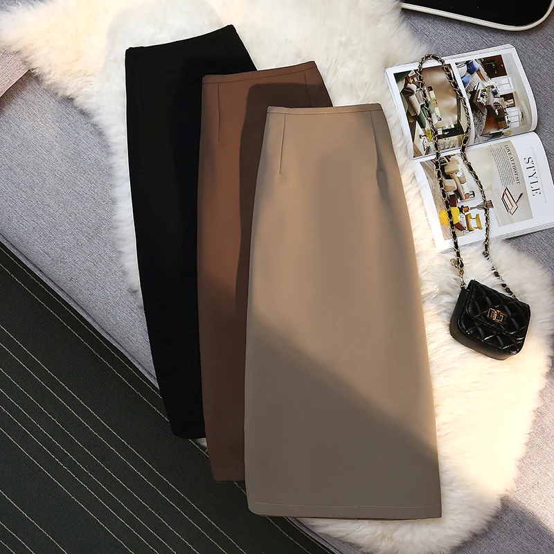 High Waist Midi A-Line Skirt Women's Black Fabric Drapey Suiting Spring Autumn New Style Slimming Skirts Korean Style
High Waist Midi A-Line Skirt Women's Black Fabric Drapey Suiting Spring Autumn New Style Slimming Skirts Korean Style