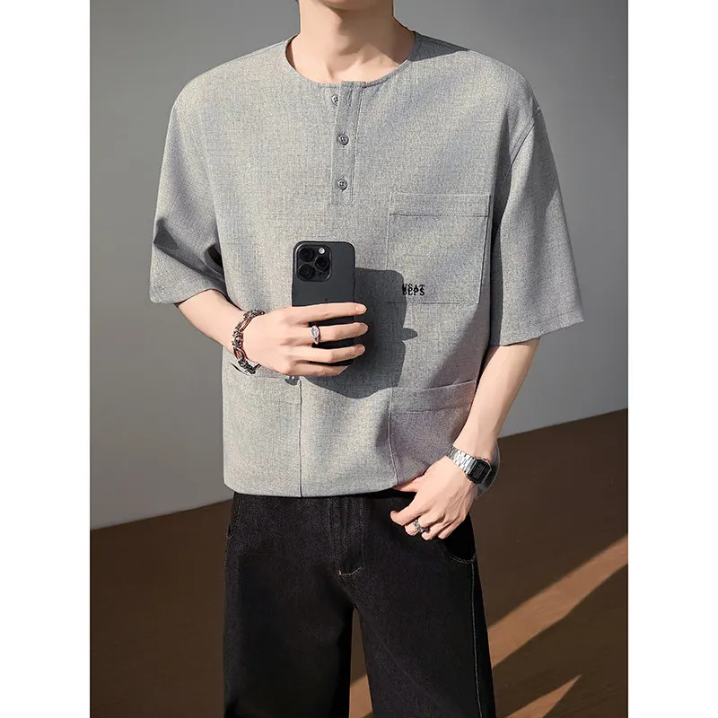 2026 model summer long-sleeved wind-blown ice-silk multi-pocket design round-neck T-shirt shirt
2026 model summer long-sleeved wind-blown ice-silk multi-pocket design round-neck T-shirt shirt