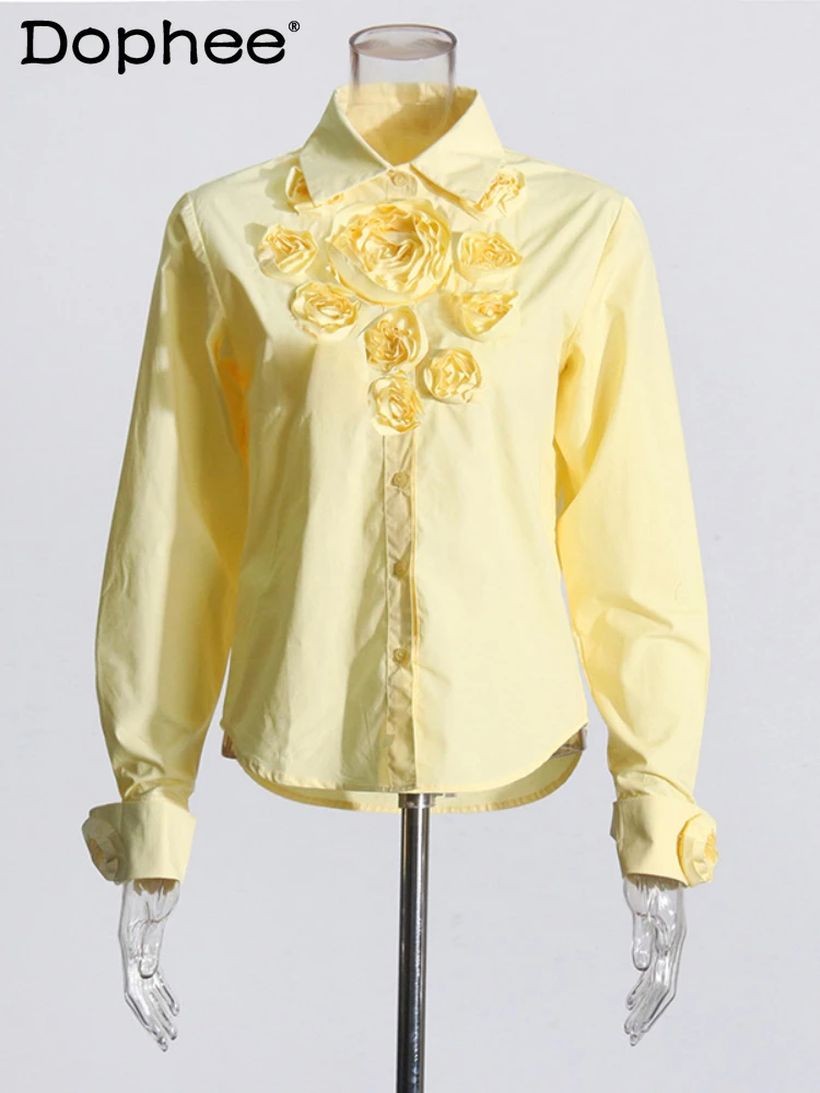 Elegant Stitching Flower Decorative Yellow Shirt Female 2024 Spring New Lapel Casual Versatile Long Sleeves Shirt Top for Women
Elegant Stitching Flower Decorative Yellow Shirt Female 2024 Spring New Lapel Casual Versatile Long Sleeves Shirt Top for Women