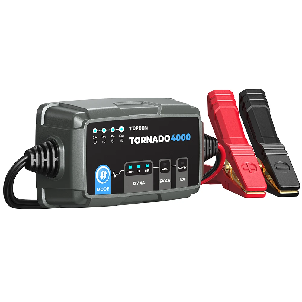 TOPDON T4000C Lead Acid Lithium 6V 12V Automotive Vehicle Trickle Fast Auto Motorcycles Lithium Car Battery Charger
TOPDON T4000C Lead Acid Lithium 6V 12V Automotive Vehicle Trickle Fast Auto Motorcycles Lithium Car Battery Charger