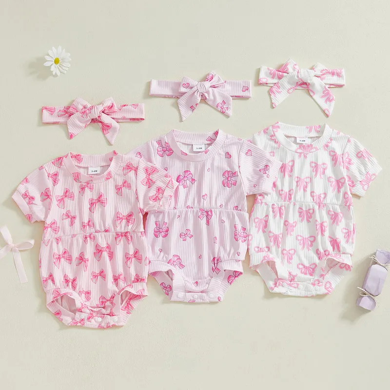 RUEWEY 0 to 18 Months Baby Girls Bodysuit Summer Clothes Striped Bow Pattern Crew Neck Short Sleeve Jumpsuit with Bow Headband
RUEWEY 0 to 18 Months Baby Girls Bodysuit Summer Clothes Striped Bow Pattern Crew Neck Short Sleeve Jumpsuit with Bow Headband