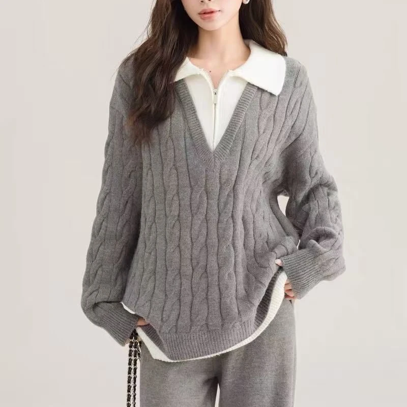 Dalong Knitted Sweater Coat Casual Loose Fit Autumn Winter Open Cardigan Sle Faux Two-Piece Design Ball-Resistant Collar
Dalong Knitted Sweater Coat Casual Loose Fit Autumn Winter Open Cardigan Sle Faux Two-Piece Design Ball-Resistant Collar