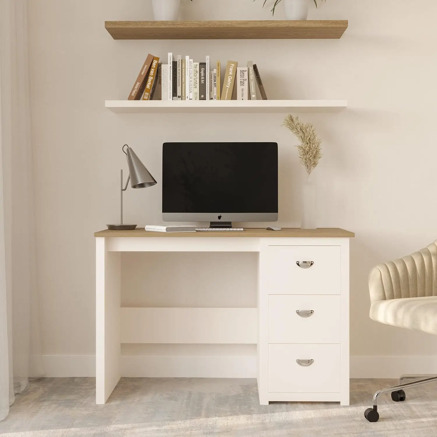 Computer Desk - Traditional Desk With Attached 3-Drawer File Cabinet - For Home Office, Bedroom, Computer, Or Craft Table By
Computer Desk - Traditional Desk With Attached 3-Drawer File Cabinet - For Home Office, Bedroom, Computer, Or Craft Table By