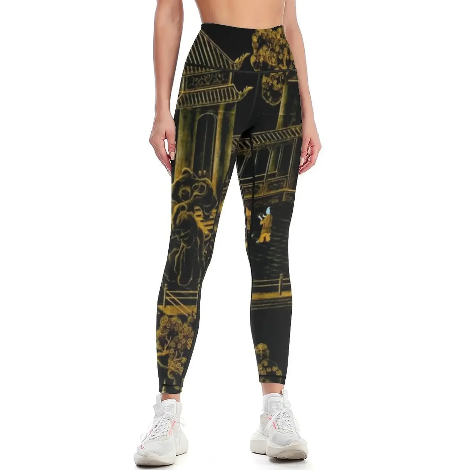 black and gold oriental silk pagodas Leggings gym's sportswear legings for fitness sports for gym jogging pants Womens Leggings 
black and gold oriental silk pagodas Leggings gym's sportswear legings for fitness sports for gym jogging pants Womens Leggings