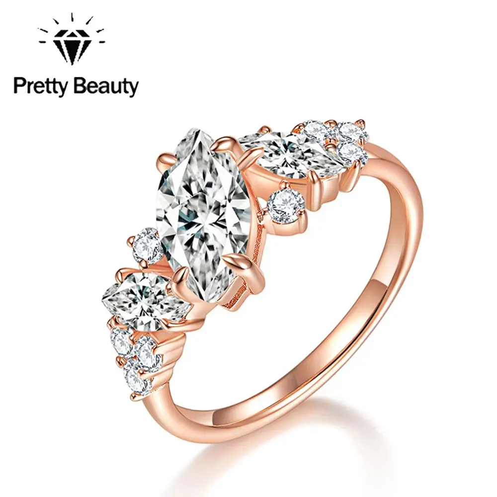Pretty Beauty 1CT Marquise Cut Moissanite Wedding Band for Women S925 Sterling Silver Rose Gold Plated Diamond Cluster Ring Gift
Pretty Beauty 1CT Marquise Cut Moissanite Wedding Band for Women S925 Sterling Silver Rose Gold Plated Diamond Cluster Ring Gift
