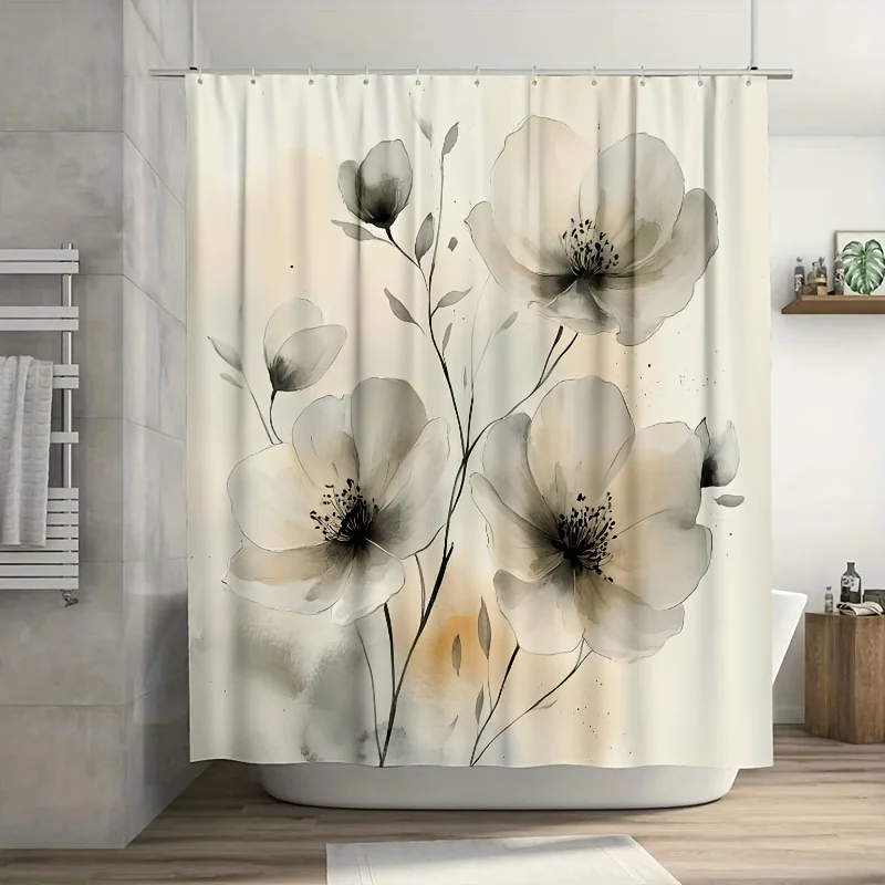 Floral Shower Curtain - Soft Pastel Flower Design with Ink Lines, Easy to Clean | Perfect for Bathroom & Bathtub Decor
Floral Shower Curtain - Soft Pastel Flower Design with Ink Lines, Easy to Clean | Perfect for Bathroom & Bathtub Decor