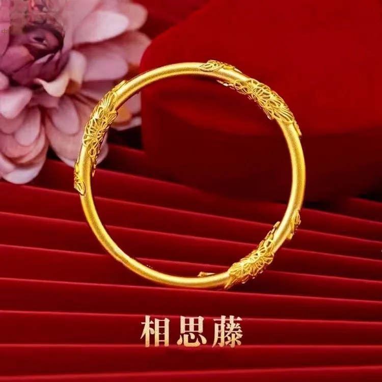 Chinese Blossom Vine Gold Bangle! 24K Gold AU999 Women's, Hollow Petals Translucent + Matte Vines, Gentle for Dress/Cheongsam
Chinese Blossom Vine Gold Bangle! 24K Gold AU999 Women's, Hollow Petals Translucent + Matte Vines, Gentle for Dress/Cheongsam