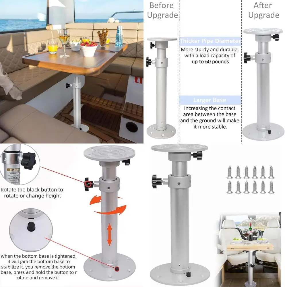 Модернизированная подставка для стола для лодки, съемная регулируемая подставка для стола для автофургона из алюминиевого сплава, подставка для ножки, рама для крепления на основании, высота 17,8‐27,2 дюйма
Модернизированная подставка для стола для лодки, съемная регулируемая подставка для стола для автофургона из алюминиевого сплава, подставка для ножки, рама для крепления на основании, высота 17,8‐27,2 дюйма