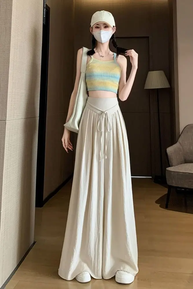 Fashionable High-Waisted Draped Ice Silk Bell Bottoms Women's Summer Casual Drawstring Straight-Leg Loose-Fit Pants C302
Fashionable High-Waisted Draped Ice Silk Bell Bottoms Women's Summer Casual Drawstring Straight-Leg Loose-Fit Pants C302
