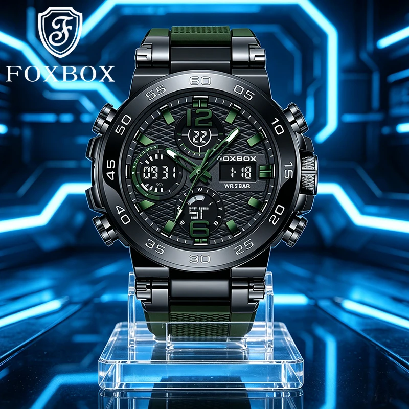 FOXBOX Men's Digital Sports Watch Waterproof Dual Display Quartz Wristwatch Military Chronograph LED Luminous Watch for Men+BOX
FOXBOX Men's Digital Sports Watch Waterproof Dual Display Quartz Wristwatch Military Chronograph LED Luminous Watch for Men+BOX