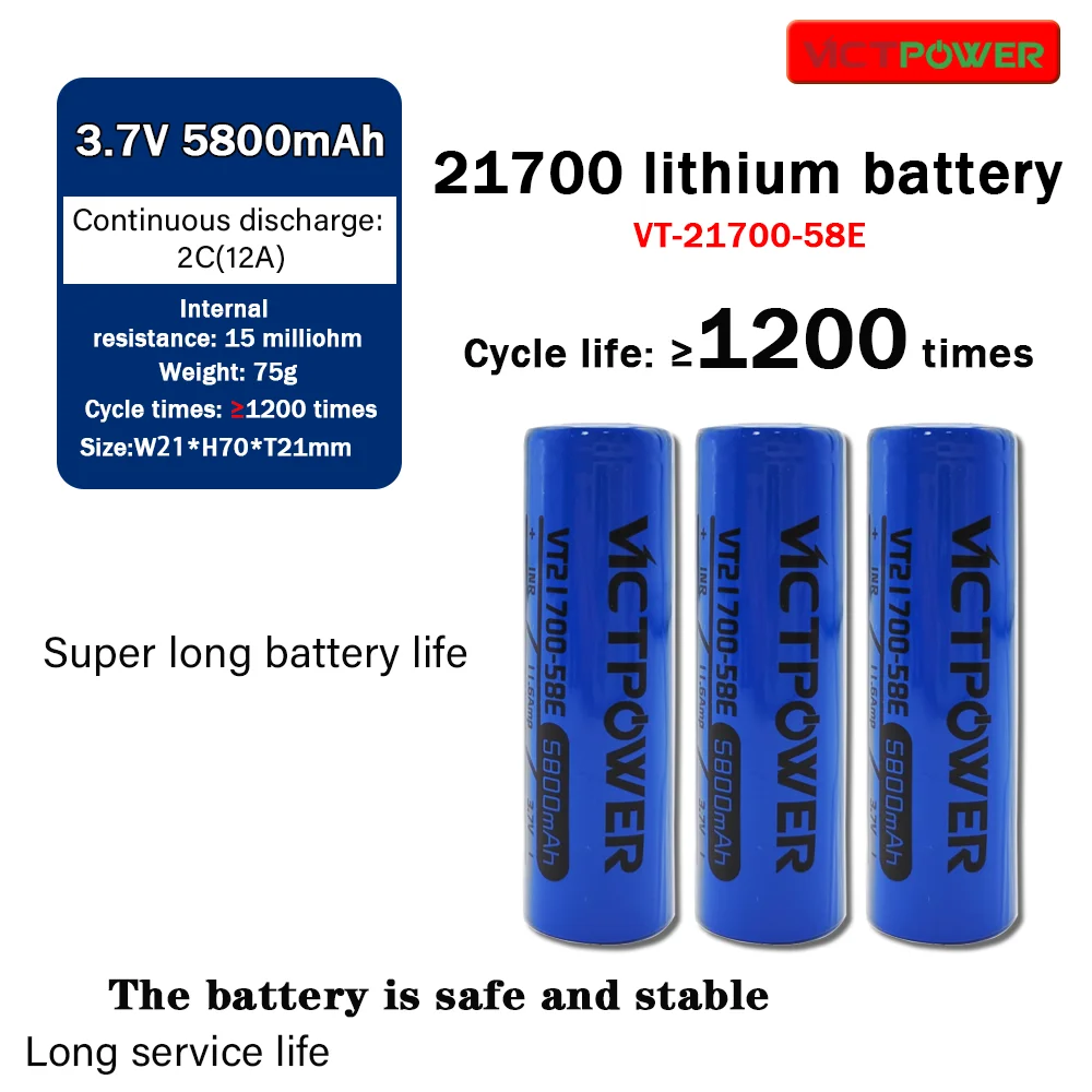 Victpower 21700 58E Vacuum Cleaner Battery Cell Li-ion Rechargeable Battery Power Tool 18650 21700 6000mAh High Capacity Lithium
Victpower 21700 58E Vacuum Cleaner Battery Cell Li-ion Rechargeable Battery Power Tool 18650 21700 6000mAh High Capacity Lithium