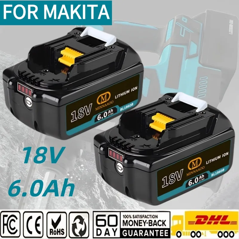 Genuine For Makita 18V Battery 6.0Ah Replaceable LED, Replacement for BL1860 BL1850 BL1830 LXT Electric Tools
Genuine For Makita 18V Battery 6.0Ah Replaceable LED, Replacement for BL1860 BL1850 BL1830 LXT Electric Tools