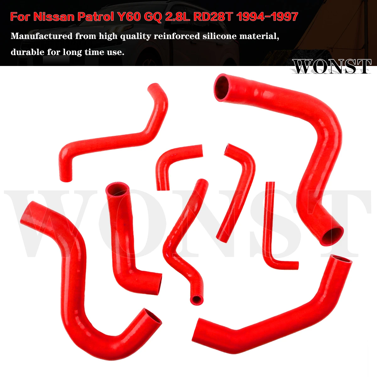 Silicone Radiator Coolant Hose Kit For Nissan Patrol Y60 GQ 2.8L RD28T 1994-1997
Silicone Radiator Coolant Hose Kit For Nissan Patrol Y60 GQ 2.8L RD28T 1994-1997