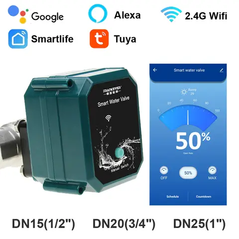 Tuya Wifi Valvola Supporto Acqua Potabile SS304 1/2 "3/4" 1 "Controller di Automazione Valvola a Sfera con Alexa Google Assistant SmartLife