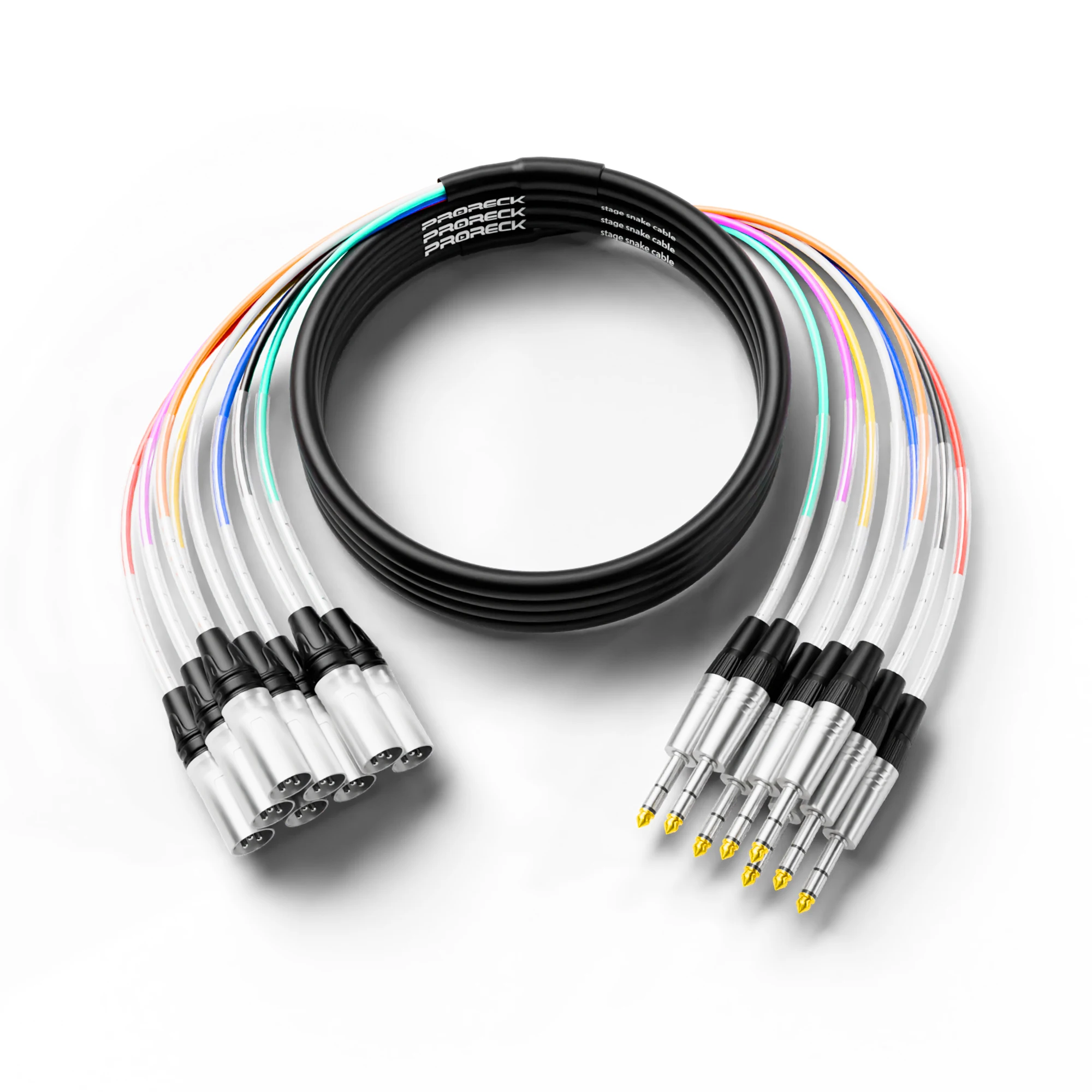 PRORECK Snake Cable, 8-Channel Shielded Audio Cable 1/4'' TRS to XLR Male, with Color-Marked Connectors for Professional Stage
PRORECK Snake Cable, 8-Channel Shielded Audio Cable 1/4'' TRS to XLR Male, with Color-Marked Connectors for Professional Stage