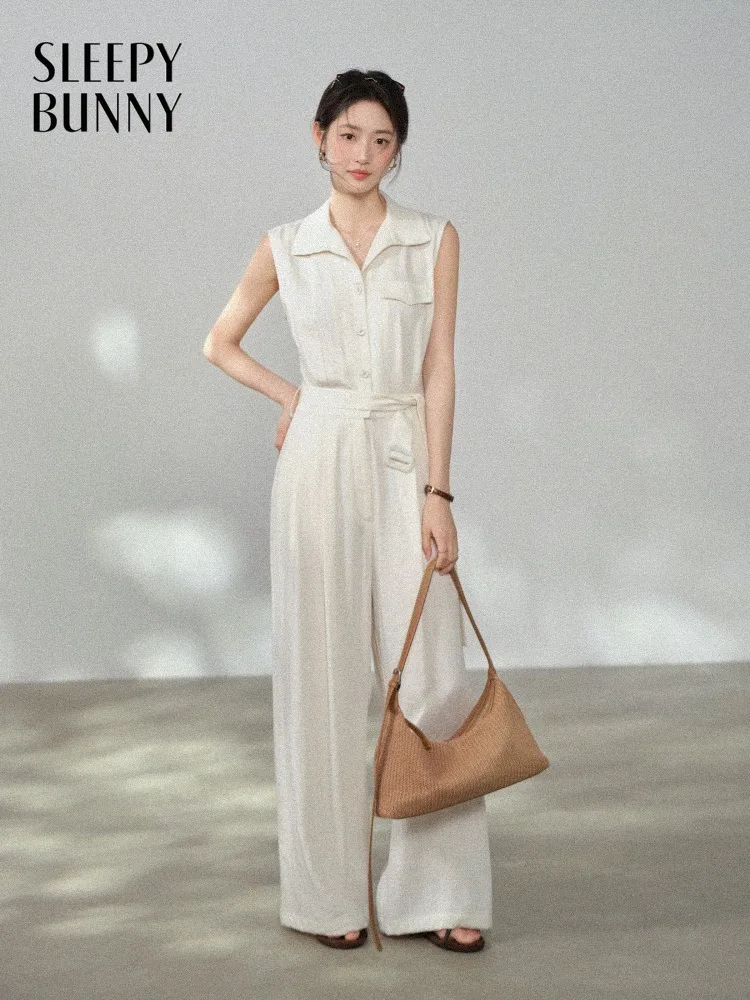 Women Wide Leg Jumpsuit Sleeveless Belted Romper High Waist Loose Fit Straight Pants Elegant Summer Commuter Outfit Minimal Lady
Women Wide Leg Jumpsuit Sleeveless Belted Romper High Waist Loose Fit Straight Pants Elegant Summer Commuter Outfit Minimal Lady