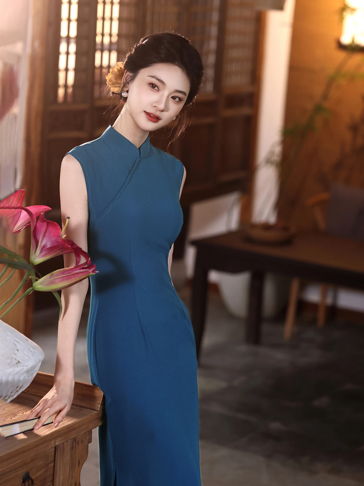 Retro Republic of China Style Women's Summer New Chinese Style Improved Dress Daily Wear Peacock Blue Long Dress
Retro Republic of China Style Women's Summer New Chinese Style Improved Dress Daily Wear Peacock Blue Long Dress