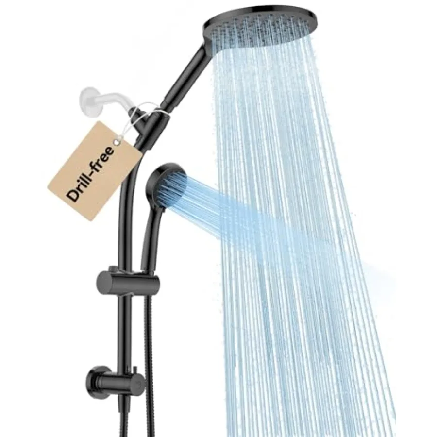 Drill-free Dual Shower Head with Handheld Combo Rainfall Shower Head Easy Reach 3-way Diverter Stainless Steel Slide Bar with H
Drill-free Dual Shower Head with Handheld Combo Rainfall Shower Head Easy Reach 3-way Diverter Stainless Steel Slide Bar with H