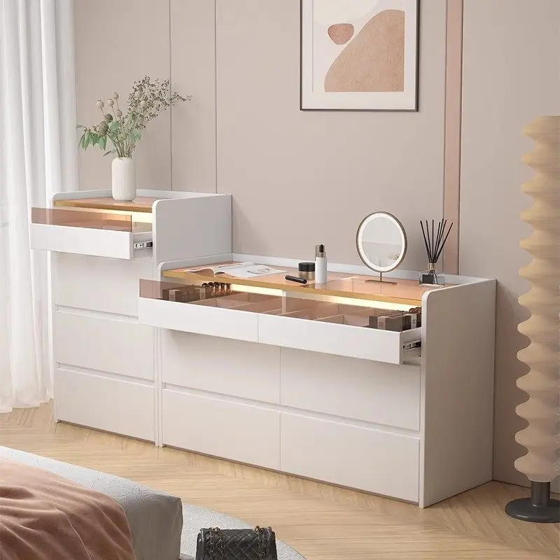 Cream wind solid wood chest, bedroom against the wall, chest of drawers, dresser, integrated bedside cabinet, jewelry storage
Cream wind solid wood chest, bedroom against the wall, chest of drawers, dresser, integrated bedside cabinet, jewelry storage