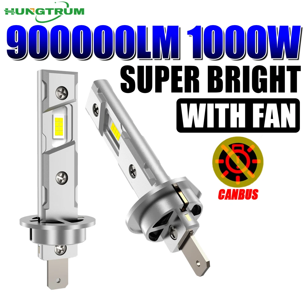 H1 LED CANBUS Headlight Bulb 900000LM 1000W Super Bright With Fan Turbo Led Auto Lights Wireless Plug And Play Fog Lamp 6000K
H1 LED CANBUS Headlight Bulb 900000LM 1000W Super Bright With Fan Turbo Led Auto Lights Wireless Plug And Play Fog Lamp 6000K