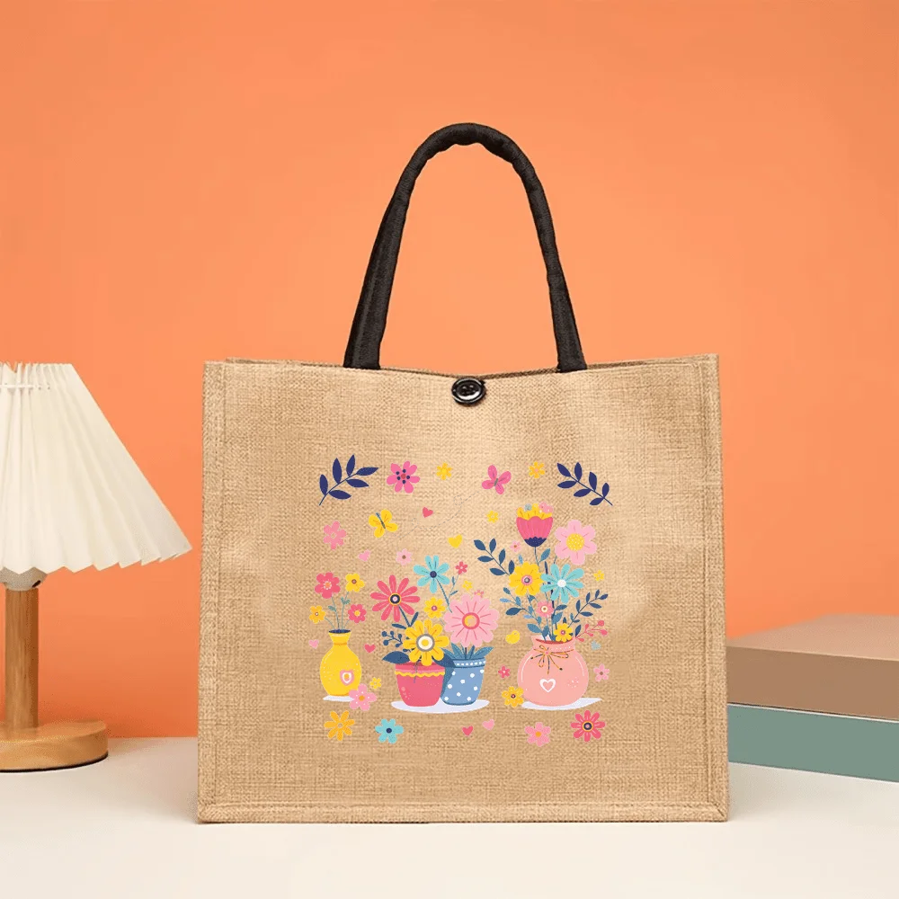 Charming Potted Flower Linen Tote Bag Floral Pot Prints Vibrant and Burlap Bag Perfect for Students Commutes for Weddings
Charming Potted Flower Linen Tote Bag Floral Pot Prints Vibrant and Burlap Bag Perfect for Students Commutes for Weddings
