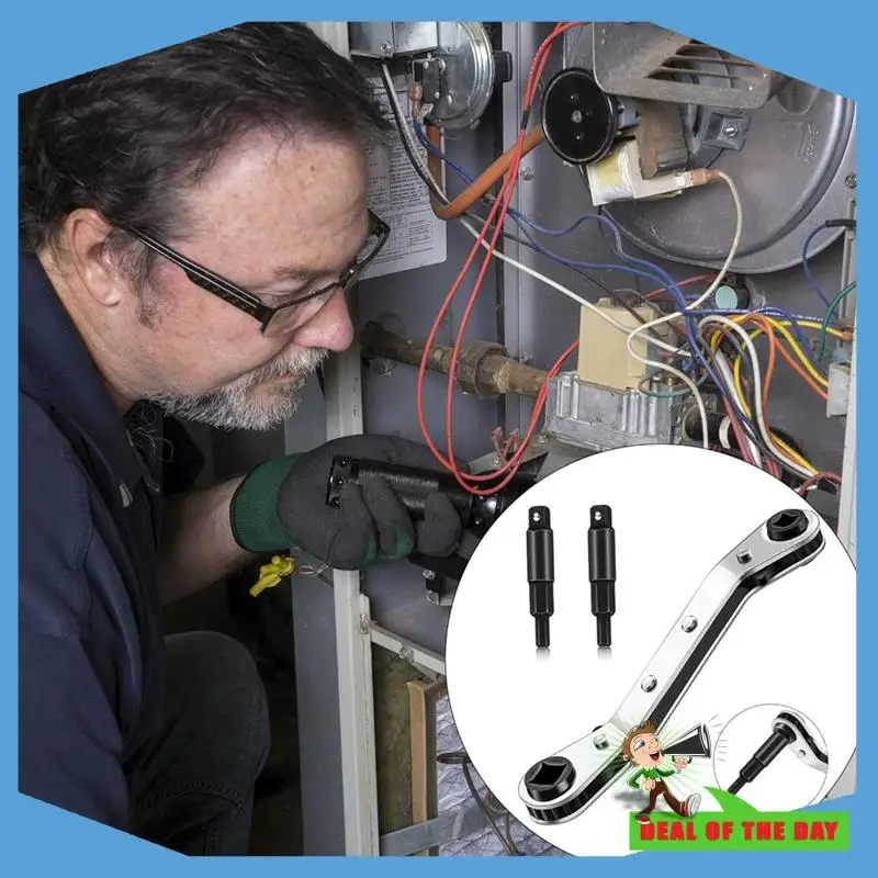 New Arrival Air Conditioner Valve Ratchet Wrench With 2 Hexagon Bit Adapter Kit As Shown High-Carbon Steel For Refrigeration Too
New Arrival Air Conditioner Valve Ratchet Wrench With 2 Hexagon Bit Adapter Kit As Shown High-Carbon Steel For Refrigeration Too