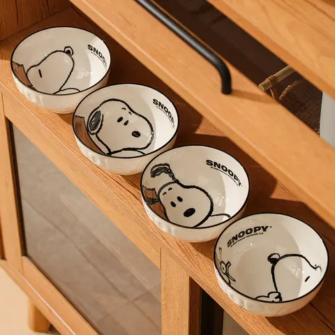 4.5inch Cute Cartoon Anime Snoopy Ceramics Bowls Breakfast Noodles Salad Fruit Rice Goblet Bowl Kitchenware Kid Birthday Gift