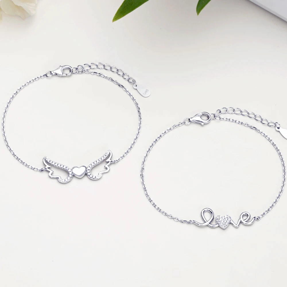 Настоящий браслет из стерлингового серебра 925 пробы с сердечками, женский блестящий браслет с крыльями ангела LOVE, женский роскошный ювелирный браслет, блестящий циркон 5А
Настоящий браслет из стерлингового серебра 925 пробы с сердечками, женский блестящий браслет с крыльями ангела LOVE, женский роскошный ювелирный браслет, блестящий циркон 5А