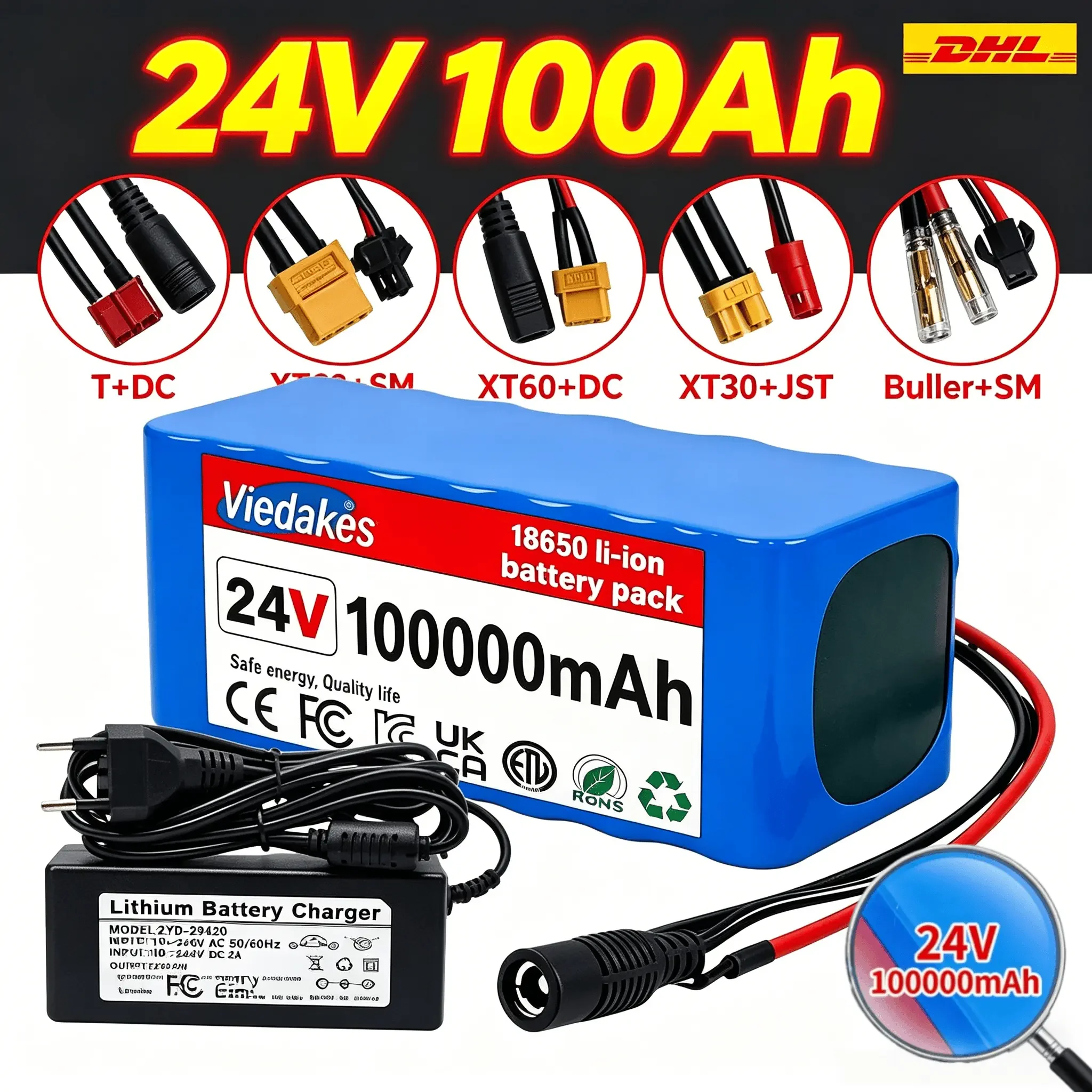 ✈️24V 100Ah Upgraded Li-ion Battery Pack XT60 Male Plug Precision Internal Layout Safe Rechargeable Performance With Charger
✈️24V 100Ah Upgraded Li-ion Battery Pack XT60 Male Plug Precision Internal Layout Safe Rechargeable Performance With Charger