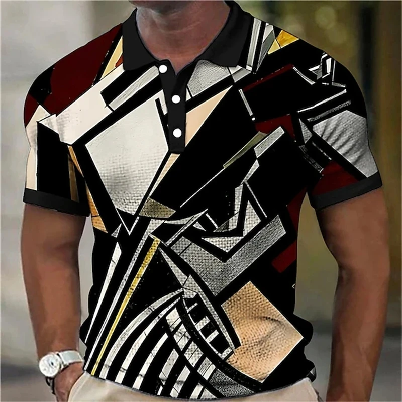 Summer men's lapel polo shirt color geometric pattern 3D printed polo shirt neutral street casual sports short sleeved top K0223
Summer men's lapel polo shirt color geometric pattern 3D printed polo shirt neutral street casual sports short sleeved top K0223