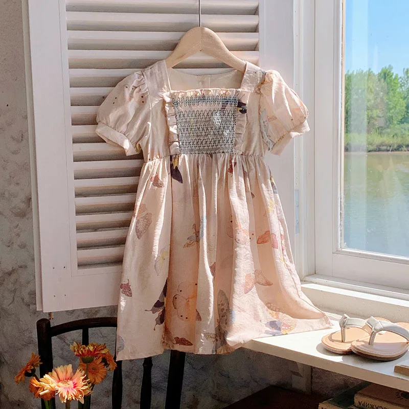 Elegant Summer Girls Butterfly Printed Princess Dress Ruffles Puff Sleeve Pink Party Wearing Casual Sweet Children Outfit
Elegant Summer Girls Butterfly Printed Princess Dress Ruffles Puff Sleeve Pink Party Wearing Casual Sweet Children Outfit