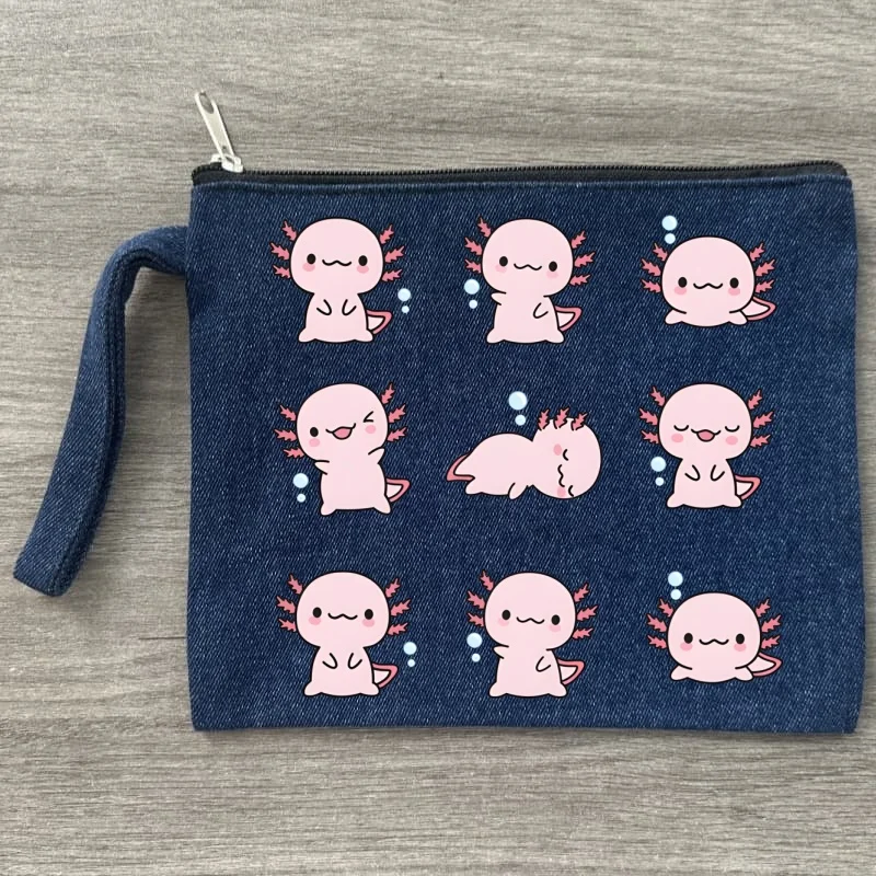 Anatomy of the mexican Axolotl Kawaii Graphics Print Women Canvas Denim Cosmetic Bag Organizer Print Women Zipper Sundries 
Anatomy of the mexican Axolotl Kawaii Graphics Print Women Canvas Denim Cosmetic Bag Organizer Print Women Zipper Sundries