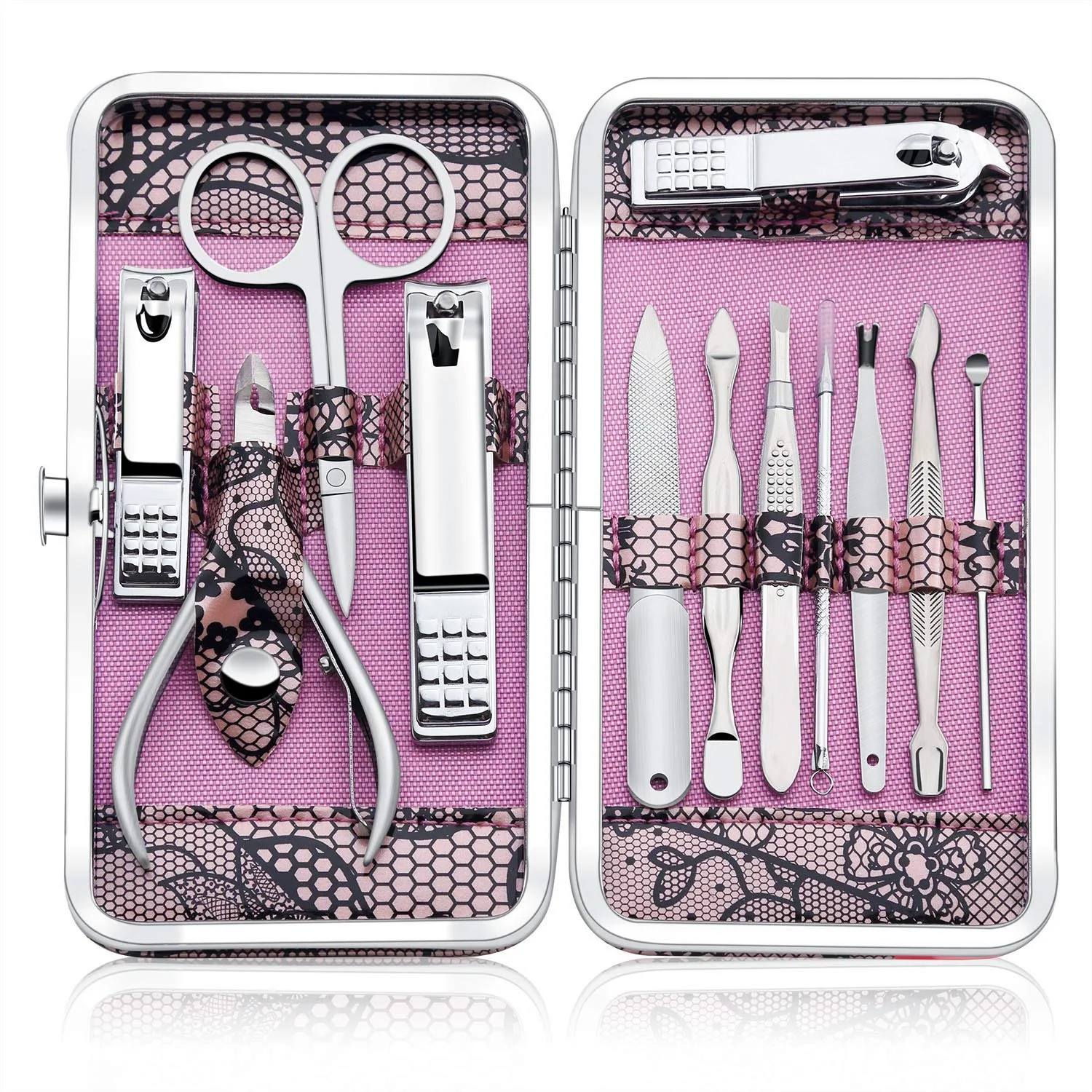 Professional Manicure Set 12Pcs Stainless Steel Nail Clippers Kit for Travel Home Pedicure Care Tools Pink
Professional Manicure Set 12Pcs Stainless Steel Nail Clippers Kit for Travel Home Pedicure Care Tools Pink