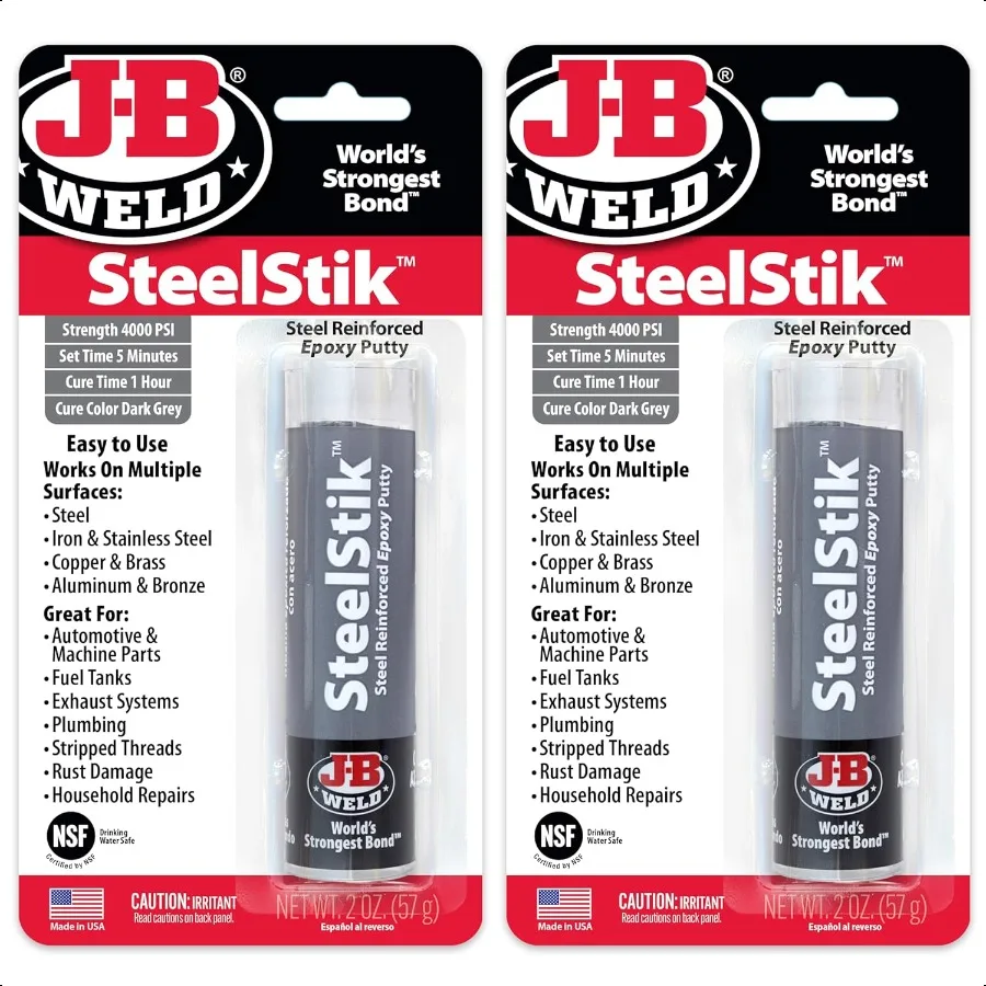 SteelStik 1 Hour Cure Steel Reinforced Epoxy Putty Stick 2 Pack Dark Grey 82672
SteelStik 1 Hour Cure Steel Reinforced Epoxy Putty Stick 2 Pack Dark Grey 82672