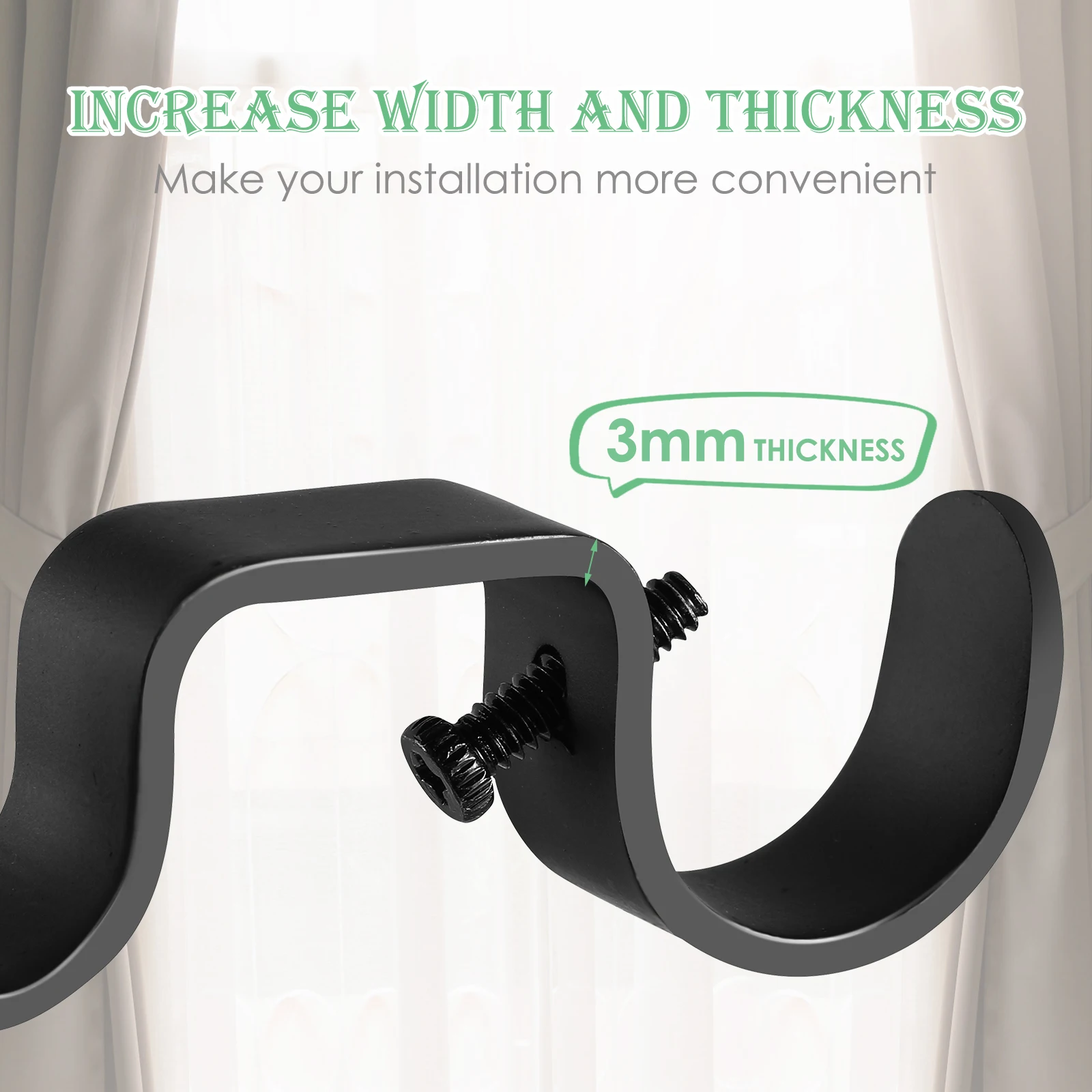 Curtain Rod Accessories 2 Black Brackets Dual Holder Mount Heavy Duty Iron Anti Rust Home Office Decor
Curtain Rod Accessories 2 Black Brackets Dual Holder Mount Heavy Duty Iron Anti Rust Home Office Decor