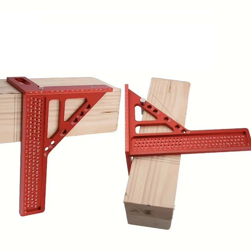 Aluminum Alloy T-Shaped Right Angle Protractor 3D Multi-Angle Measuring Ruler with T-Shaped Hole And Pin for Line Drawing Tool