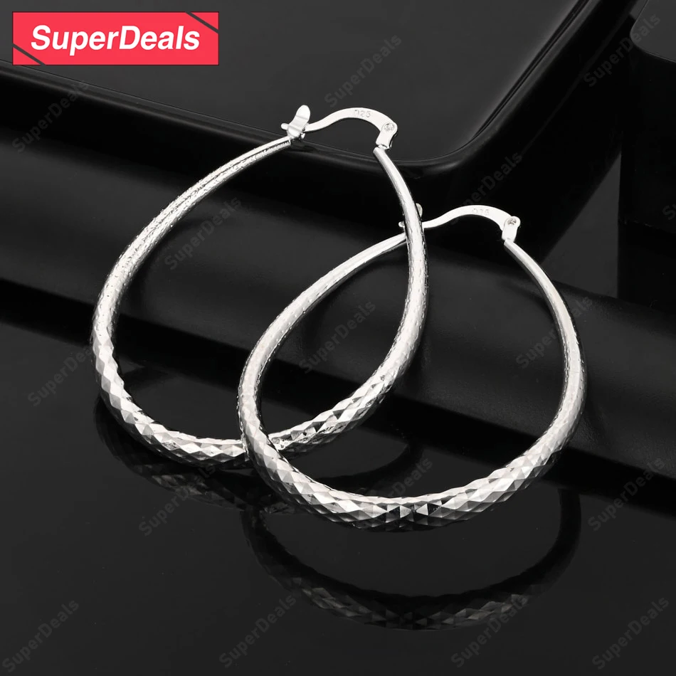 SuperDeals 925 Sterling Silver Simple Elliptic Circle Hoop Earrings High Quality Jewelry Women Engagement Wedding Party Gifts
SuperDeals 925 Sterling Silver Simple Elliptic Circle Hoop Earrings High Quality Jewelry Women Engagement Wedding Party Gifts