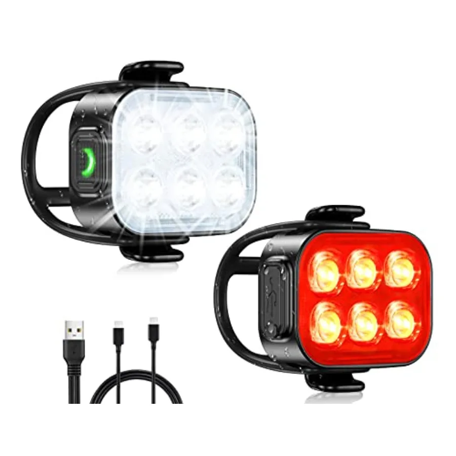 Bike Lights for Night Riding, USB Rechargeable Bike Lights Front and Back, Waterproof IP65 Bicycle Light, 4+6 Modes Bike Headli
Bike Lights for Night Riding, USB Rechargeable Bike Lights Front and Back, Waterproof IP65 Bicycle Light, 4+6 Modes Bike Headli