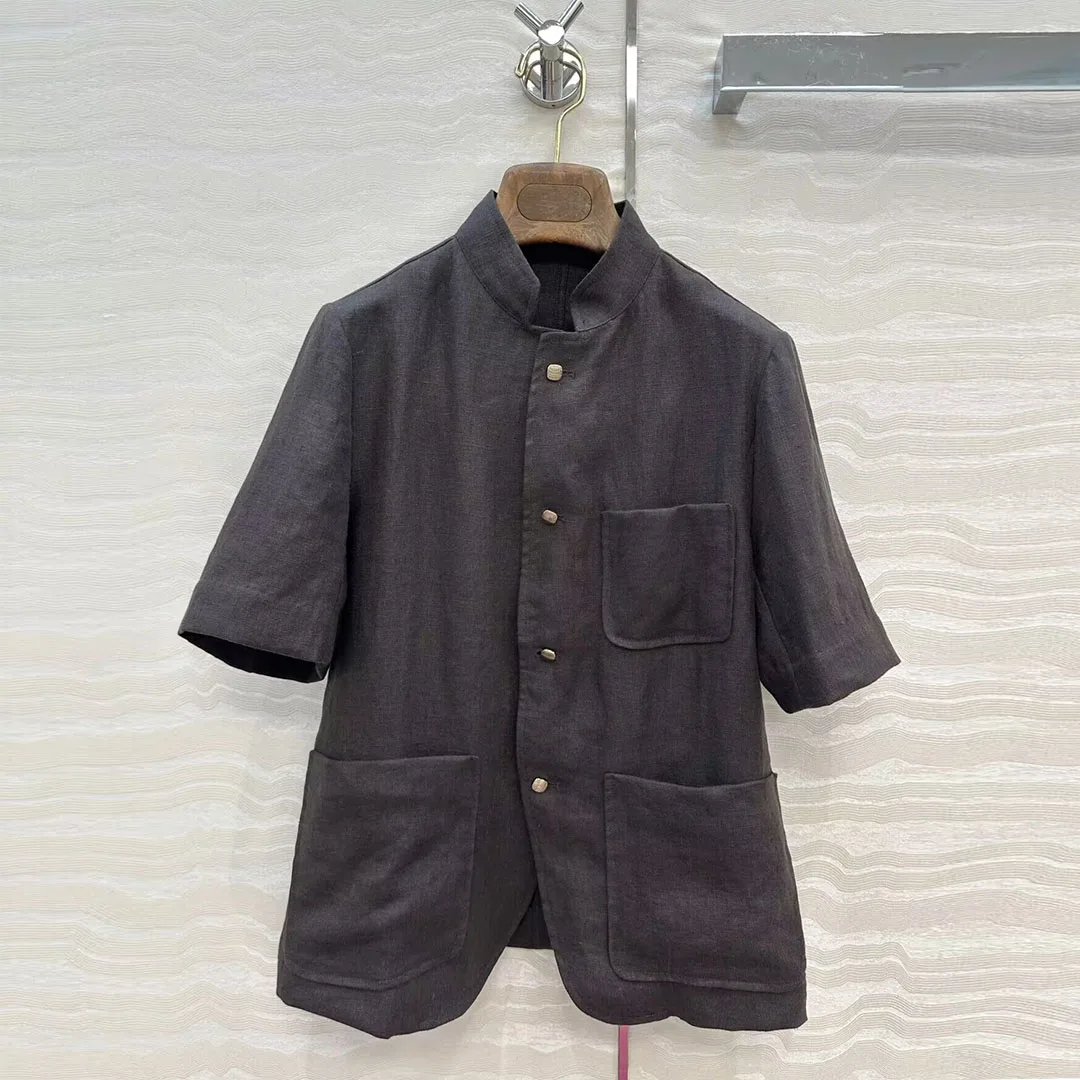 Свободная рубашка из 100% льна в стиле Old Money, женская новая мода, воротник-стойка, короткий рукав, передний карман, однотонная винтажная блузка, топы
Свободная рубашка из 100% льна в стиле Old Money, женская новая мода, воротник-стойка, короткий рукав, передний карман, однотонная винтажная блузка, топы