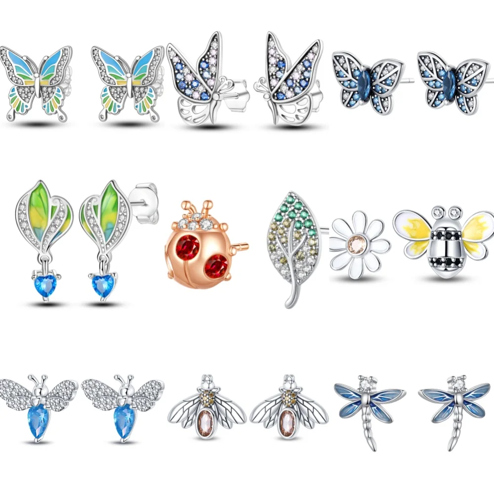 925 Sterling Silver Butterfly Bee Animals Series Stud Earrings Zircon For Women Exquisite Daily Wear Jewelry Accessories Gift
925 Sterling Silver Butterfly Bee Animals Series Stud Earrings Zircon For Women Exquisite Daily Wear Jewelry Accessories Gift