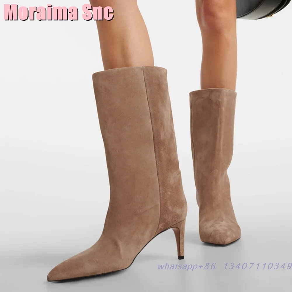 Suede Leather Pointed Toe Ankle Boots Stiletto High Heel Slip On Sexy Fashion Runway Women's Short Boots Black Solid Winter 2025
Suede Leather Pointed Toe Ankle Boots Stiletto High Heel Slip On Sexy Fashion Runway Women's Short Boots Black Solid Winter 2025