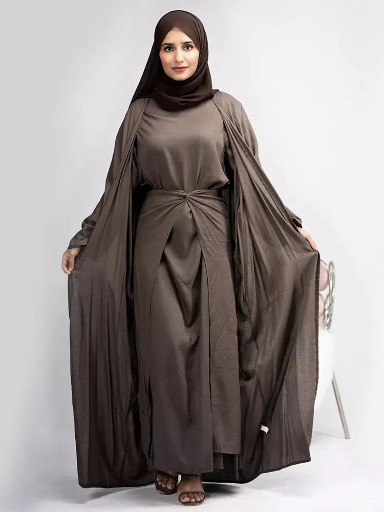 3 Pieces Abaya Women Ramadan Eid Islamic Clothing Open Abaya Inner Long Dress Tie Skirt Dubai Modesty Party Outfit Muslim Set
3 Pieces Abaya Women Ramadan Eid Islamic Clothing Open Abaya Inner Long Dress Tie Skirt Dubai Modesty Party Outfit Muslim Set