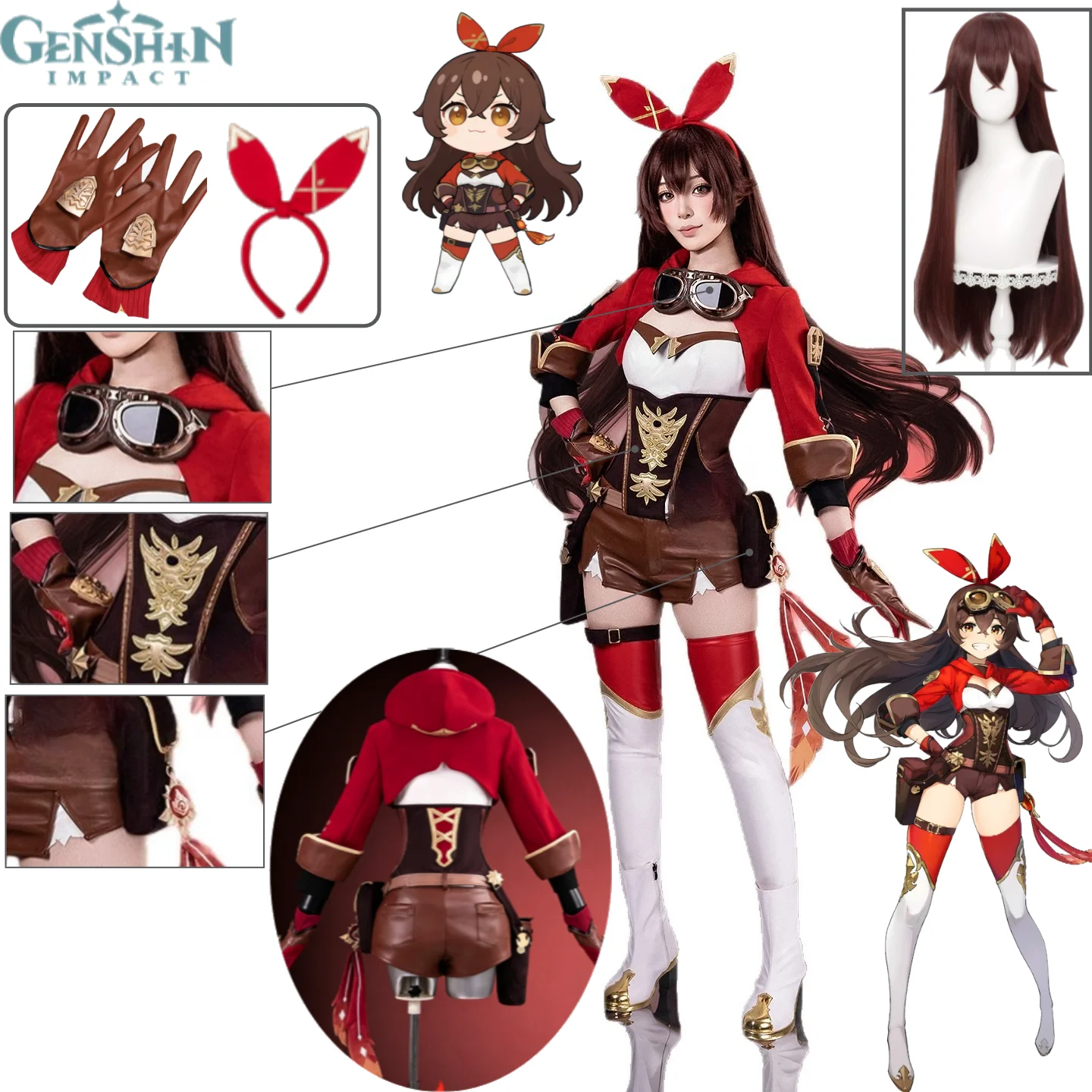 Genshin Impact Amber Cosplay Costume Knights of Favonius Full Set with Dress Wig Glasses Gloves Halloween Outfit for Women
Genshin Impact Amber Cosplay Costume Knights of Favonius Full Set with Dress Wig Glasses Gloves Halloween Outfit for Women