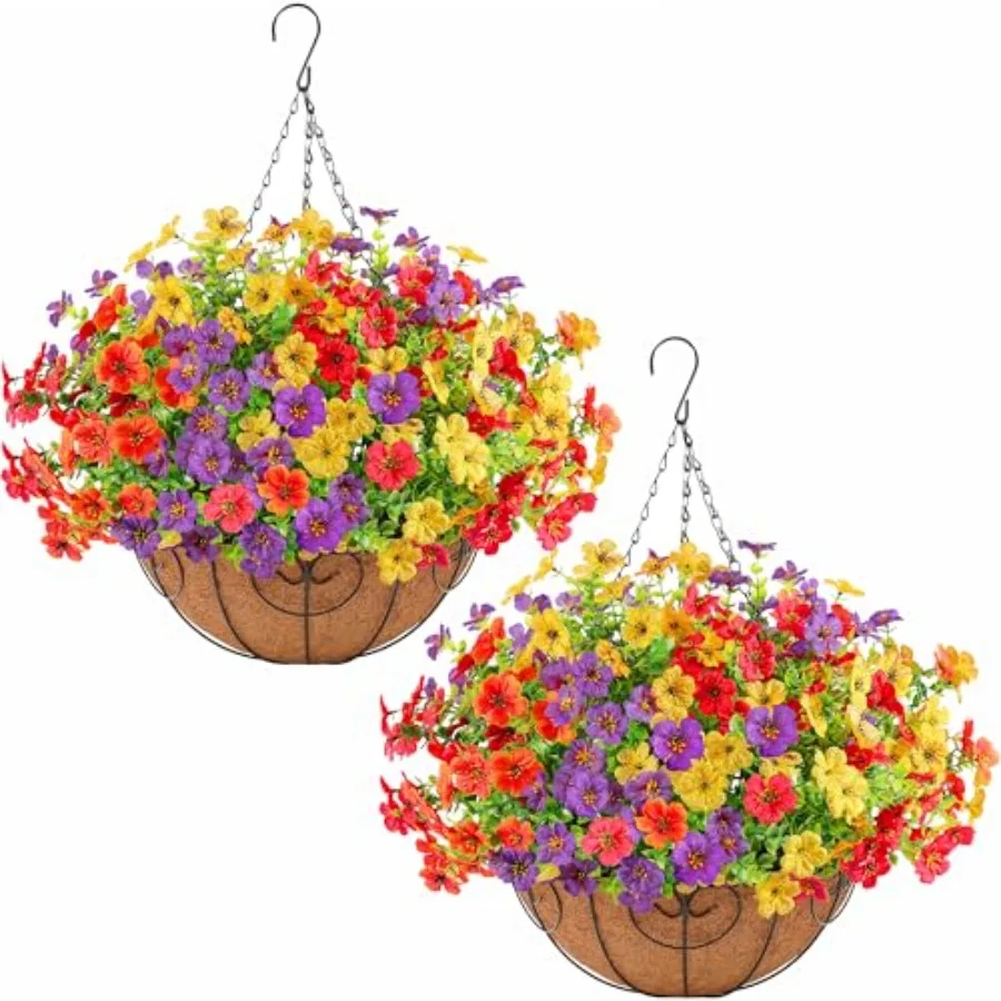 2 Set Artificial Faux Hanging Flowers Plants Basket for Outdoors Outside Spring Summer Decoration 2 Hanging Planters 24pcs Silk
2 Set Artificial Faux Hanging Flowers Plants Basket for Outdoors Outside Spring Summer Decoration 2 Hanging Planters 24pcs Silk