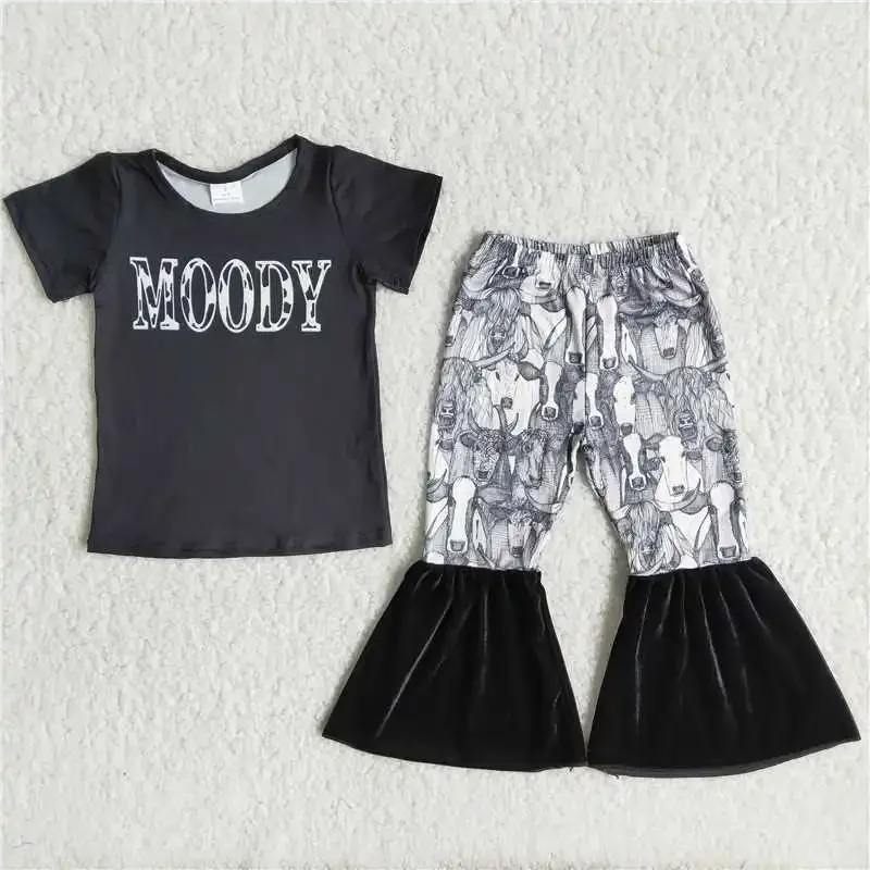 2022 Wholesale Kids Boutique Clothing Black Moody Baby Girls Clothing Sets Children Bell Pants Prints Clothes Fashion Daily Wear
2022 Wholesale Kids Boutique Clothing Black Moody Baby Girls Clothing Sets Children Bell Pants Prints Clothes Fashion Daily Wear