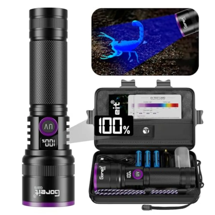 365nm Black Light with Filter Lens - 30w Strong UV Light Flashlight Rechargeable with LCD Display Ultraviolet Blacklight for Pe
365nm Black Light with Filter Lens - 30w Strong UV Light Flashlight Rechargeable with LCD Display Ultraviolet Blacklight for Pe
