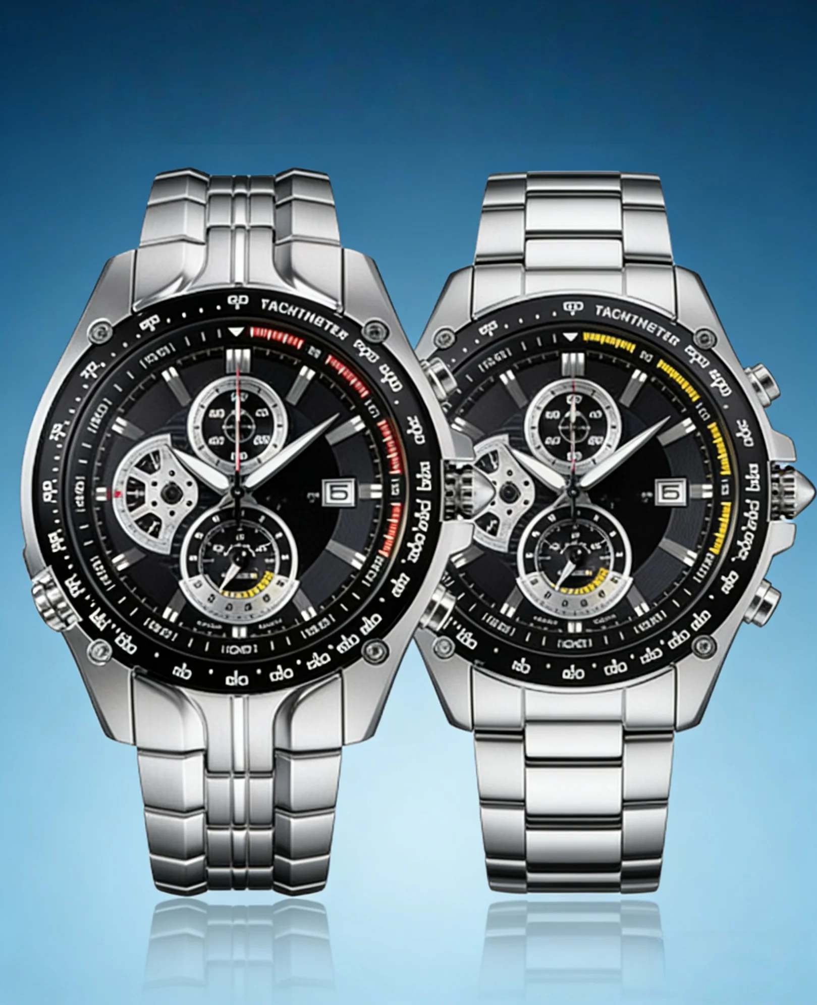 Sports quartz calendar watch with full function stainless steel large dial and steel strap folding buckle
Sports quartz calendar watch with full function stainless steel large dial and steel strap folding buckle