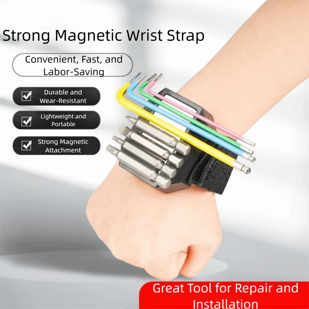 Strong Magnet Magnetic Wristband Multi-Functional Adjustable Strap Tool Holder Sturdy Design Portable Wrist Tool Band 
Strong Magnet Magnetic Wristband Multi-Functional Adjustable Strap Tool Holder Sturdy Design Portable Wrist Tool Band
